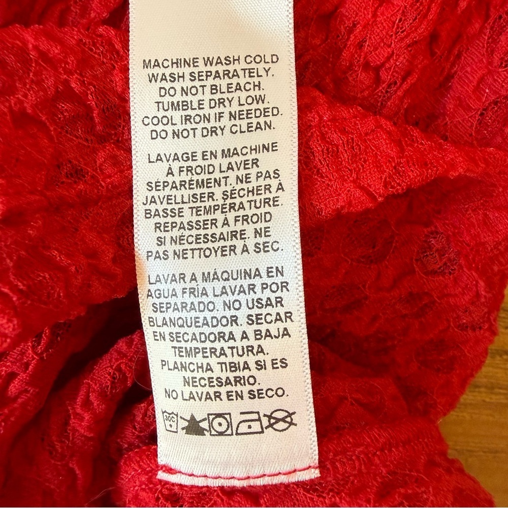 Frame Textured Mesh Mock-Turtleneck Top Cherry Red Women Size XL - Picture 11 of 13